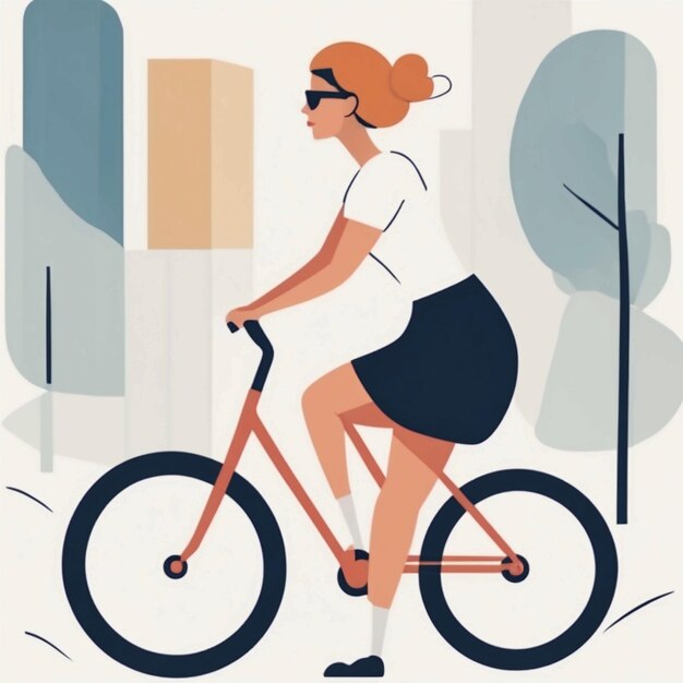 Une femme à vélo.