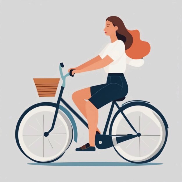 Une femme à vélo.