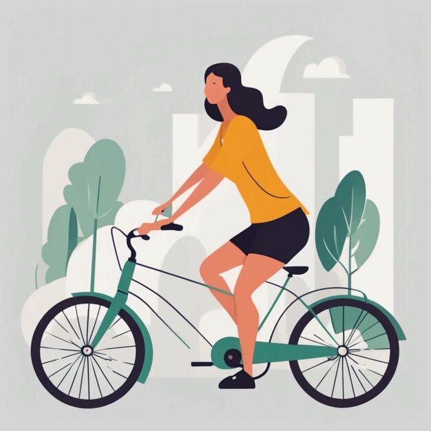 Une femme à vélo.