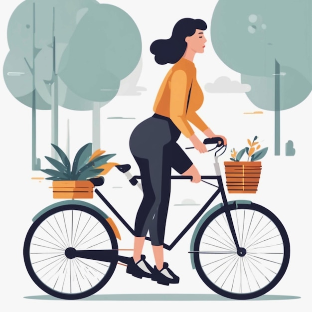 Une femme à vélo.