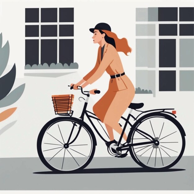 Une femme à vélo.