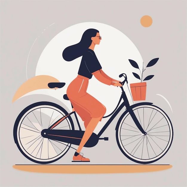 Une femme à vélo.