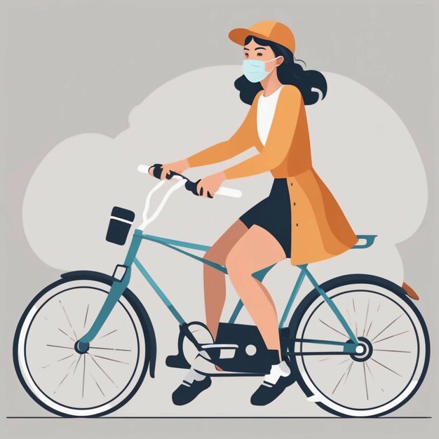 Une femme à vélo.