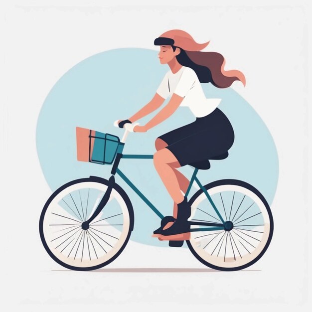 Une femme à vélo.