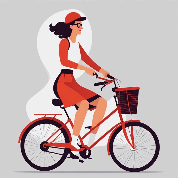 Une femme à vélo.