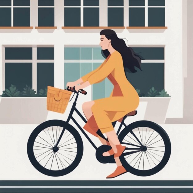 Une femme à vélo.