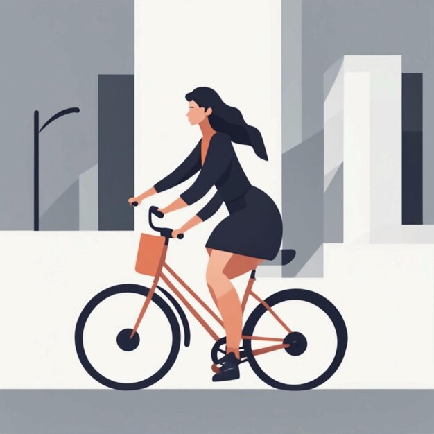 Une femme à vélo.