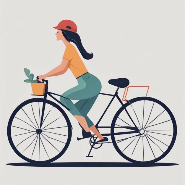 Une femme à vélo.