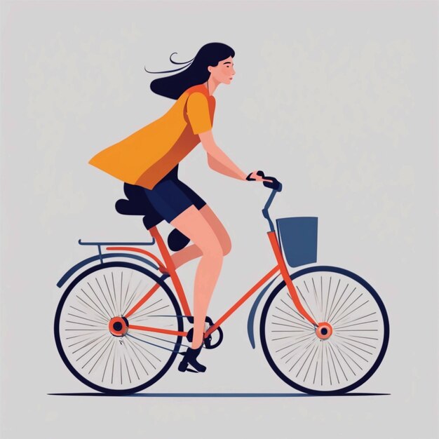 Une femme à vélo.