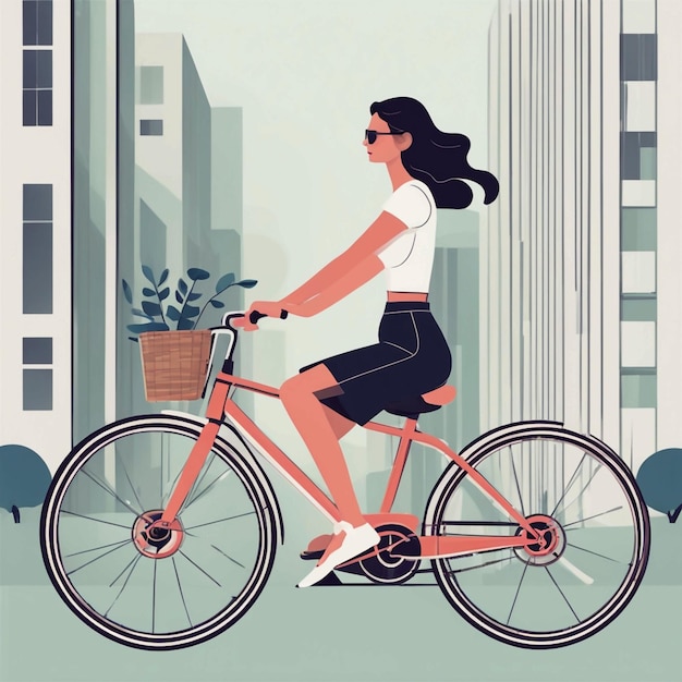 Une femme à vélo.