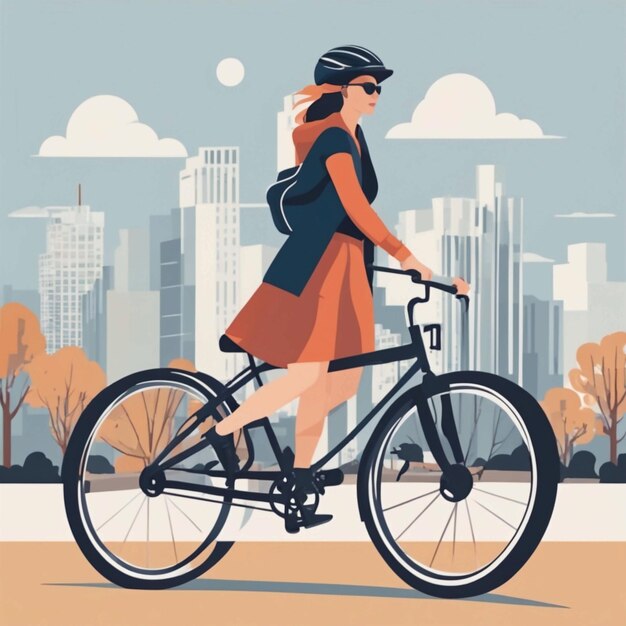 Une femme à vélo.