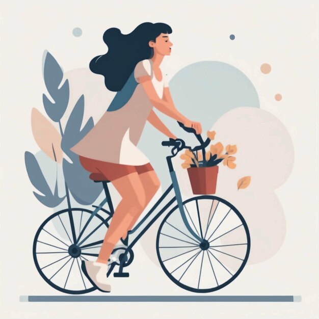 Une femme à vélo.