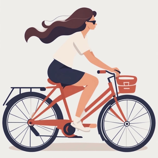 Une femme à vélo.