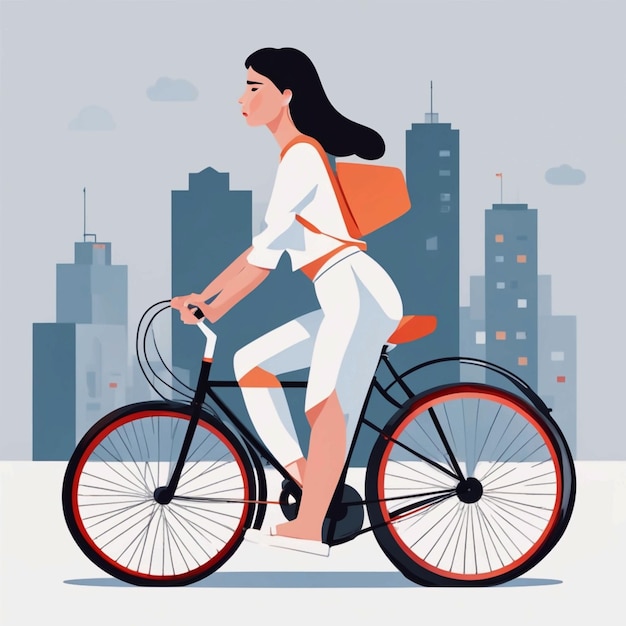 Une femme à vélo.