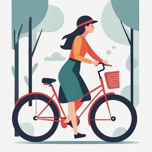 Une femme à vélo.