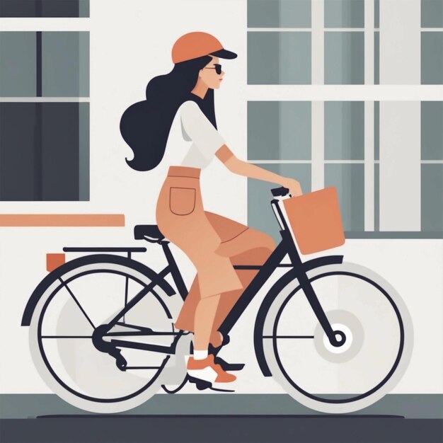 Une femme à vélo.