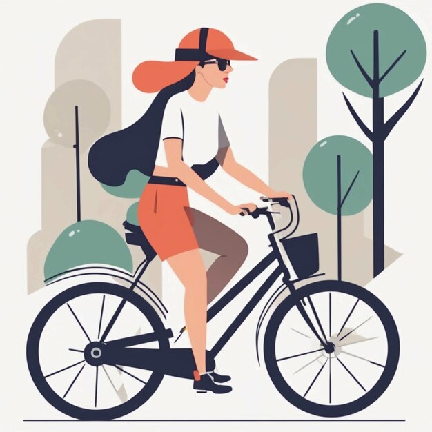 Une femme à vélo.