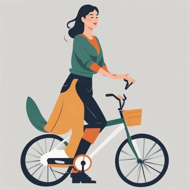 Une femme à vélo.