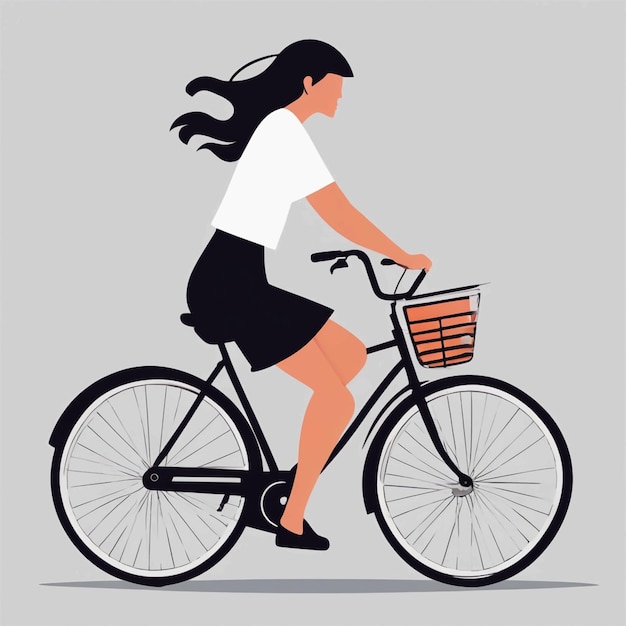 Une femme à vélo.