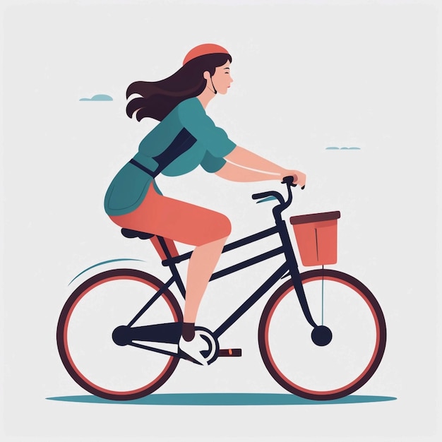 Une femme à vélo.