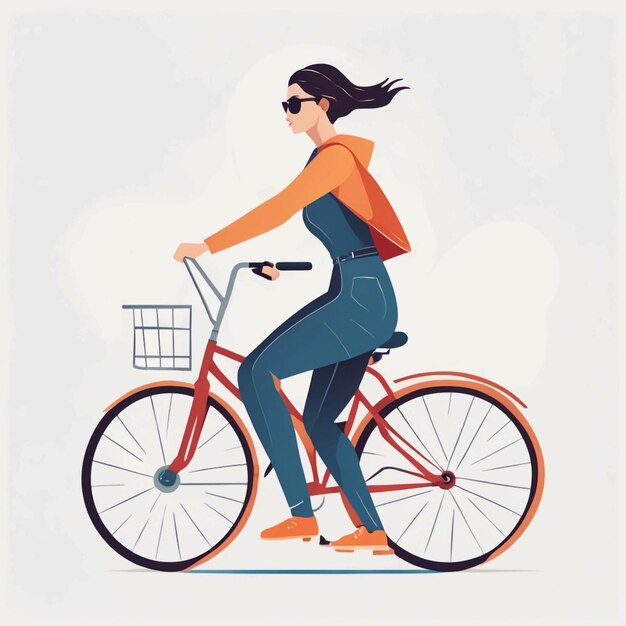 Une femme à vélo.