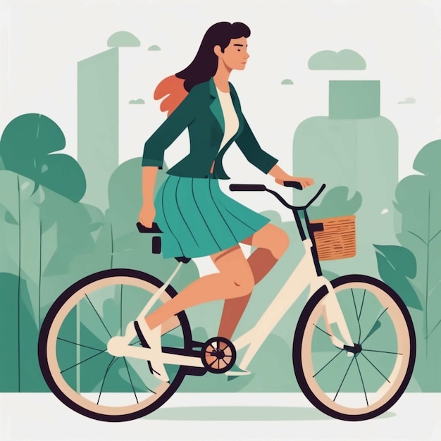 Une femme à vélo.