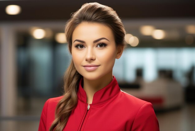 Une femme en veste rouge