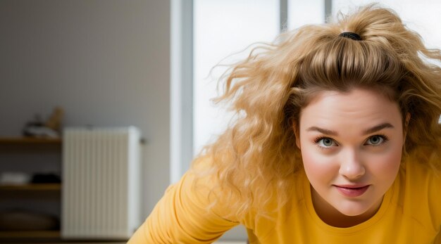 Femme en vêtements d'exercice de yoga faisant des pompes