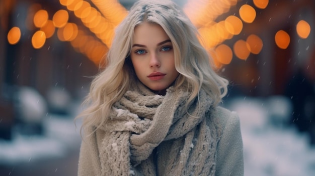 Femme vêtements d'hiver chauds en ville