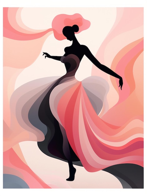 Photo une femme vêtue d'une robe rose danse dans un motif abstrait.