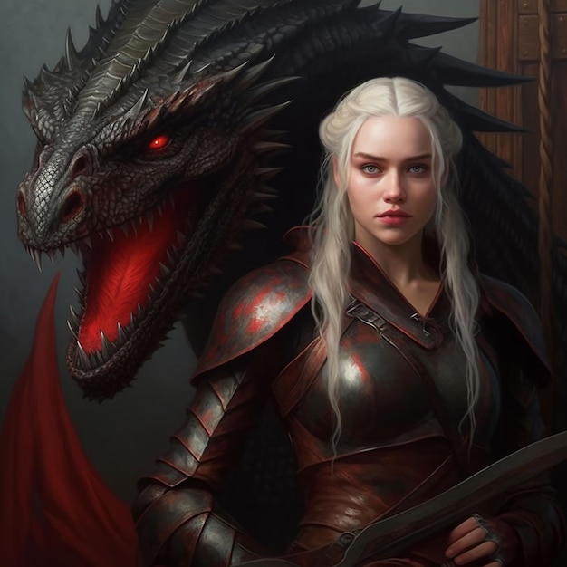 Photo une femme avec un visage de dragon et une tête de dragon