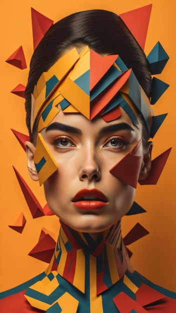 Une femme avec un visage fait de triangles