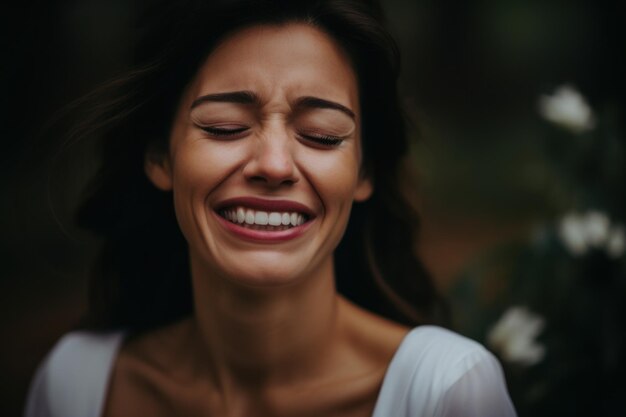 Une femme avec les yeux fermés