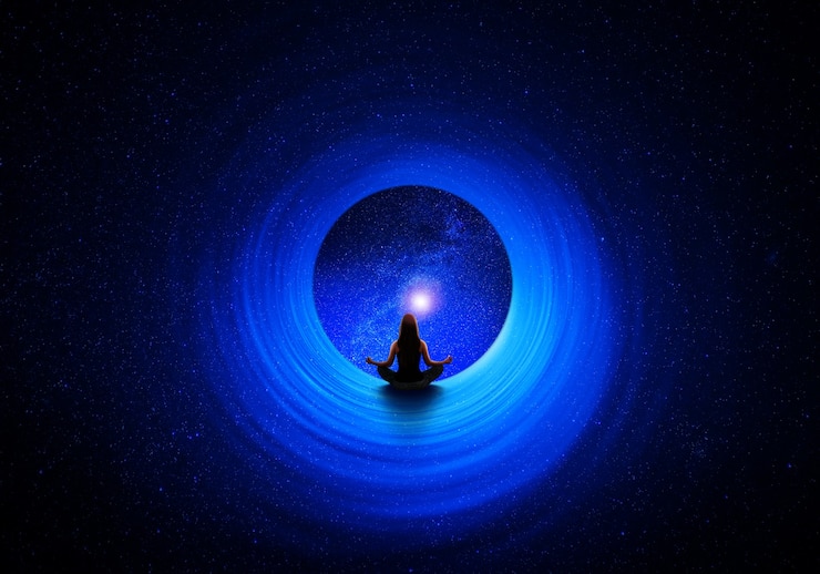 Photo femme avec yoga lotus pose