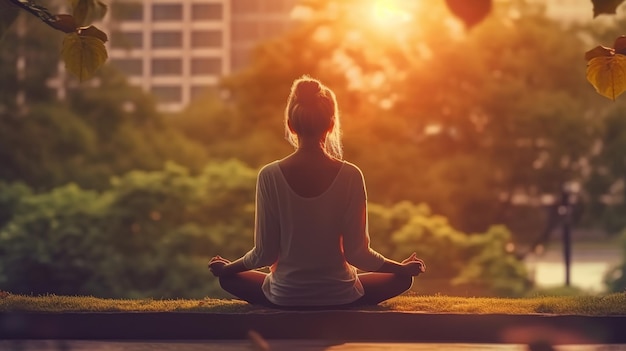 Femme Yoga se détendre dans la nature