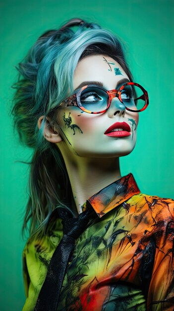 Femme zombie Halloween portant des lunettes