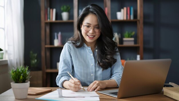 Les femmes d'affaires asiatiques enregistrent les revenus et les dépenses à la maison.