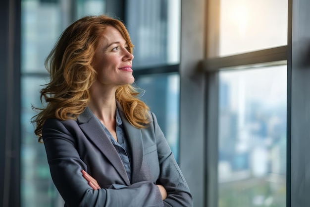 Des femmes d'affaires heureuses en costume au bureau.