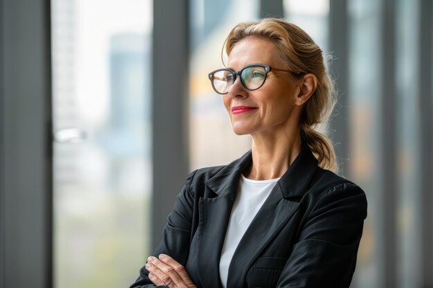 Des femmes d'affaires heureuses en costume au bureau.