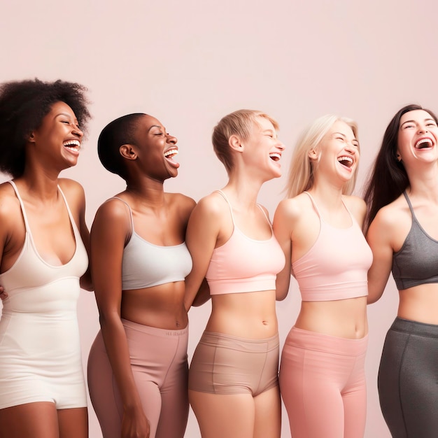 Photo femmes d'âges différents ensemble sur fond gris groupe multiethnique de femmes diverses