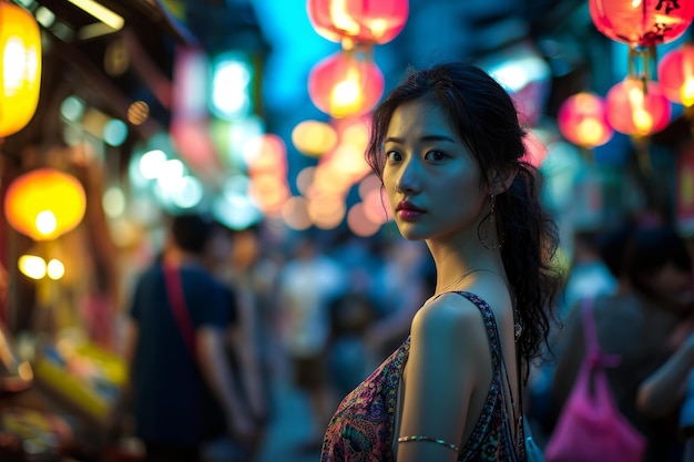 Les femmes asiatiques fascinantes de la rue génèrent Ai