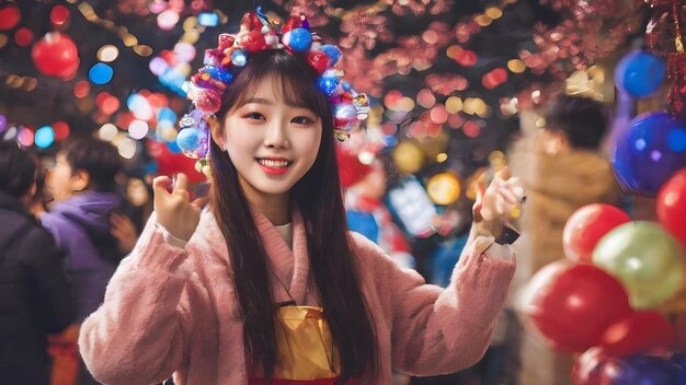 Photo des femmes asiatiques heureuses le jour du nouvel an.