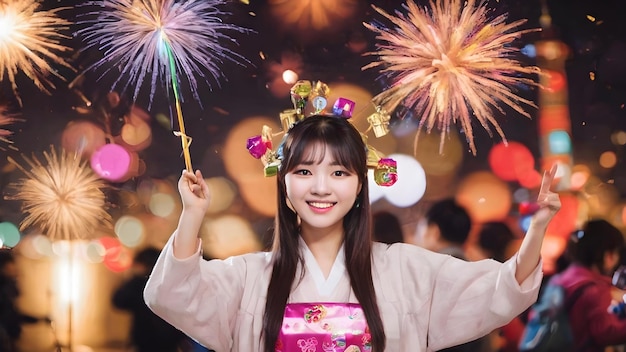 Photo des femmes asiatiques heureuses le jour du nouvel an.