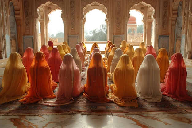 Des femmes assises sur un tapis.