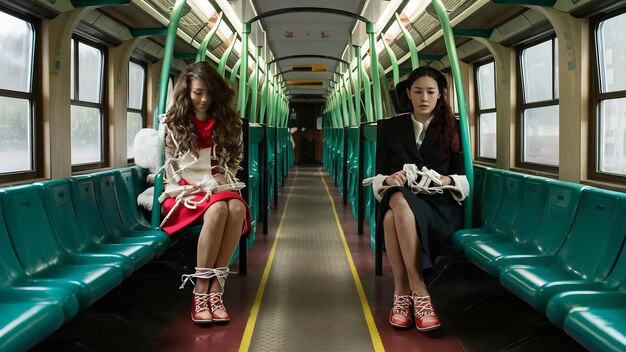 Des femmes attachées aux lacets de chaussures sur les allées du train des idées de voyage de vacances