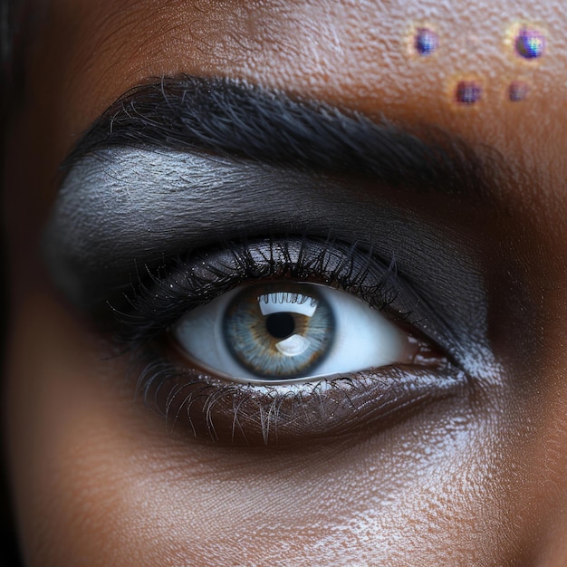 Photo femmes aux yeux bleus avec du maquillage noir