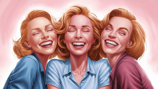 Des femmes belles et sincères avec des cheveux blonds sourient largement se sentent très heureuses gardent les yeux fermés se sentent