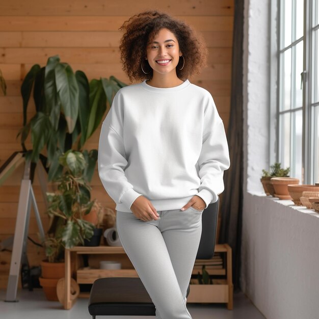 Les femmes en bonne santé sourient parfaitement en chemise à la sueur.