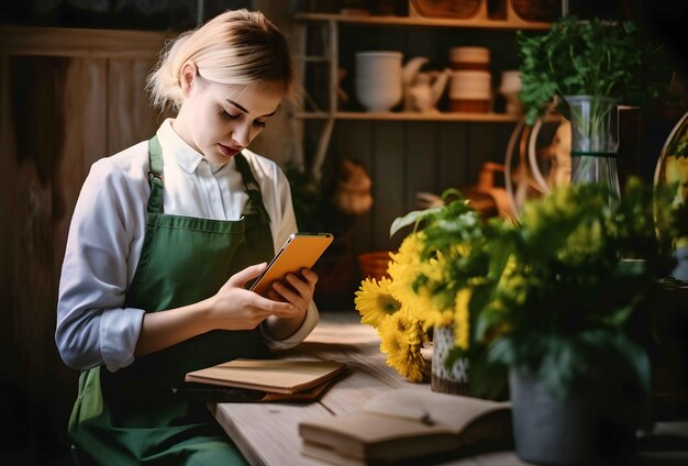 femmes dans la cuisine utilisant l'onglet pour faire des achats en ligne