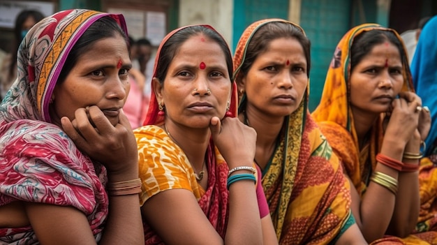 Femmes dans une file d'attente pour un changement